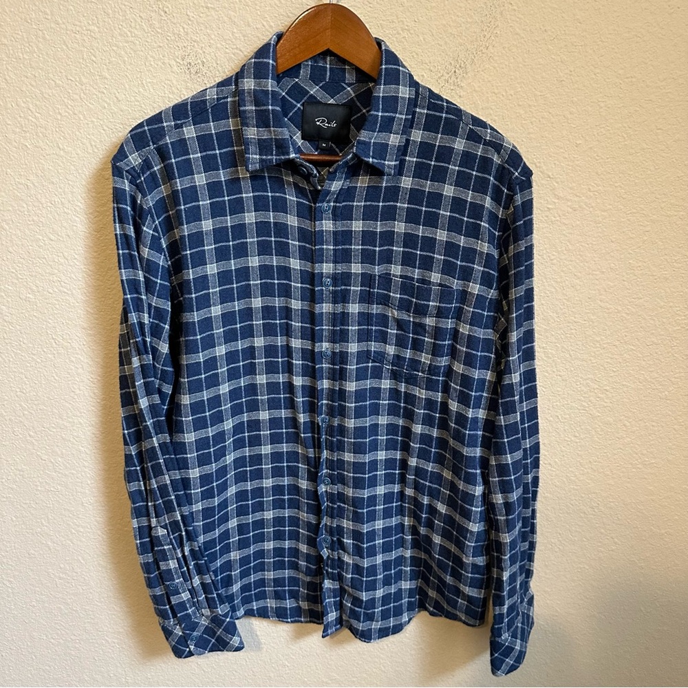 Rails Men’s Brushed Lennox Indigo Grey Flannel Button Up Shirt